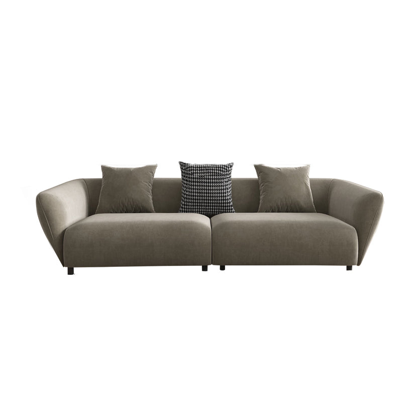 28.35" Scandinavian Faux Leather Gray 2-5 Seater Tuxedo Arm Sofa 110"L x 39"W x 28"H Clearhalo 'furn' 'furn_sofas' 'Furniture' 'furniture_sofas' 'kitchen' 'kitchen_sofas' 'Living Room Furniture' 'Sofa' 'sofas' 4624849
