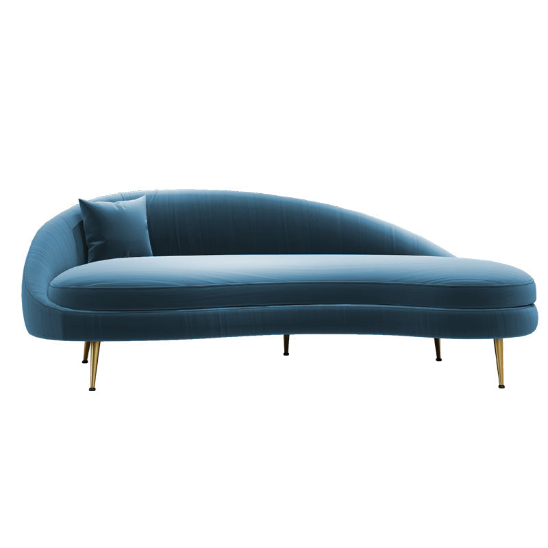 Glam Velvet 4-seat Sofa Curved Tight Back 74.80"W Sofa for Living Room Gray-Blue Left Clearhalo 'furn' 'furn_sofas' 'Furniture' 'furniture_sofas' 'kitchen' 'kitchen_sofas' 'Living Room Furniture' 'Sofa' 'sofas' 4624860
