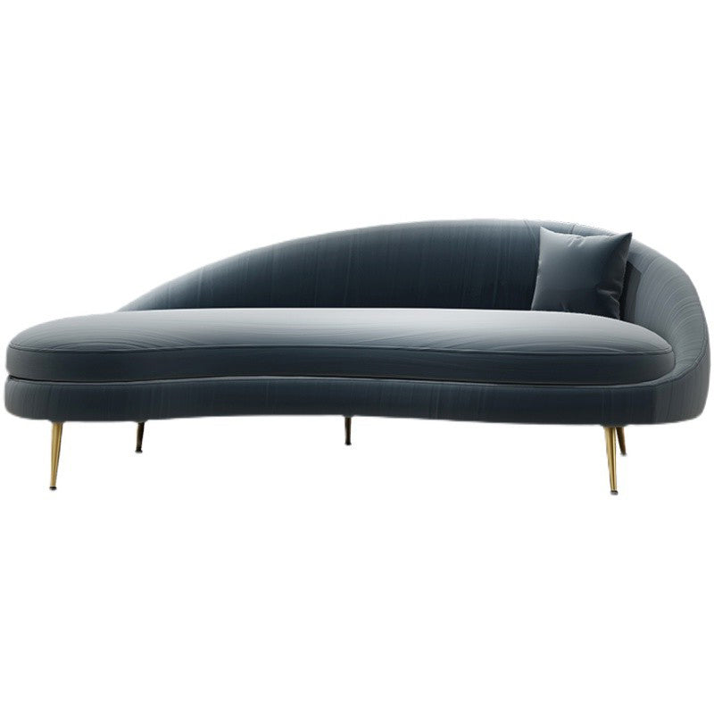 Glam Velvet 4-seat Sofa Curved Tight Back 74.80"W Sofa for Living Room Grey Right Clearhalo 'furn' 'furn_sofas' 'Furniture' 'furniture_sofas' 'kitchen' 'kitchen_sofas' 'Living Room Furniture' 'Sofa' 'sofas' 4624861