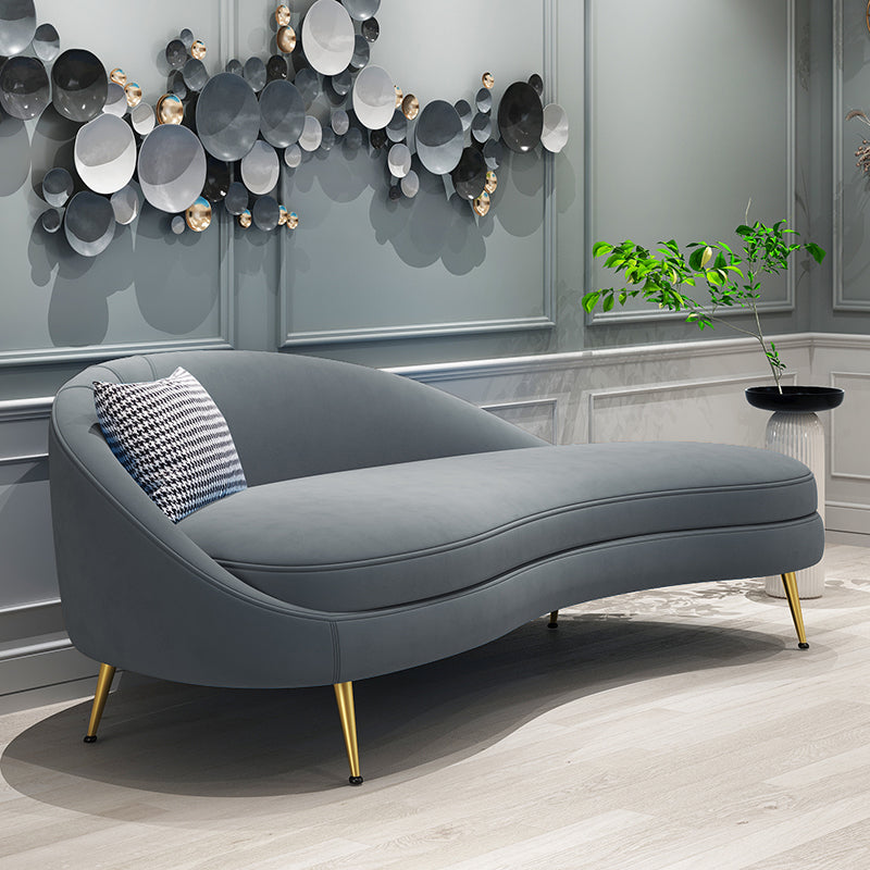 Glam Velvet 4-seat Sofa Curved Tight Back 74.80"W Sofa for Living Room Grey Left Clearhalo 'furn' 'furn_sofas' 'Furniture' 'furniture_sofas' 'kitchen' 'kitchen_sofas' 'Living Room Furniture' 'Sofa' 'sofas' 4624862