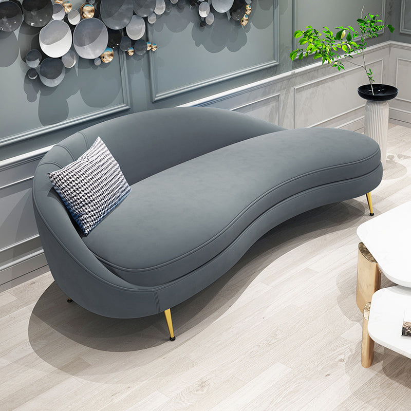 Glam Velvet 4-seat Sofa Curved Tight Back 74.80"W Sofa for Living Room Clearhalo 'furn' 'furn_sofas' 'Furniture' 'furniture_sofas' 'kitchen' 'kitchen_sofas' 'Living Room Furniture' 'Sofa' 'sofas' 4624863