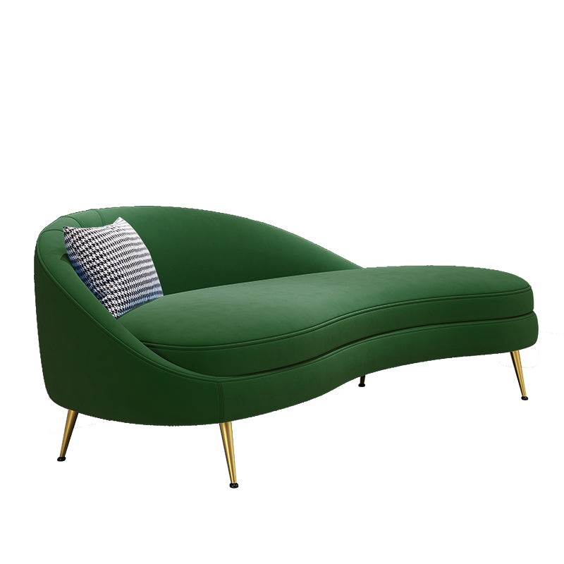 Glam Velvet 4-seat Sofa Curved Tight Back 74.80"W Sofa for Living Room Green Left Clearhalo 'furn' 'furn_sofas' 'Furniture' 'furniture_sofas' 'kitchen' 'kitchen_sofas' 'Living Room Furniture' 'Sofa' 'sofas' 4624867