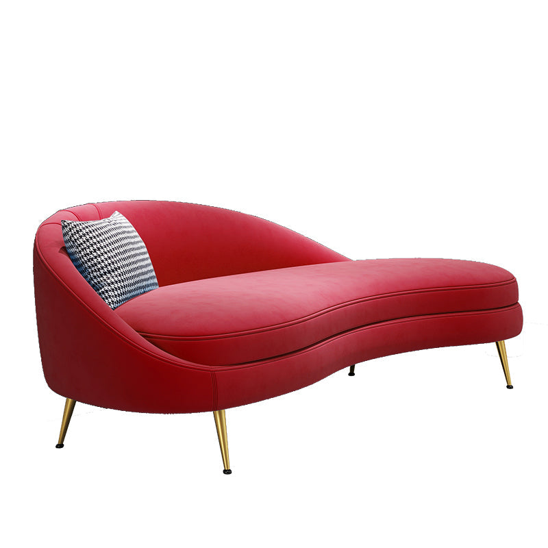 Glam Velvet 4-seat Sofa Curved Tight Back 74.80"W Sofa for Living Room Red Left Clearhalo 'furn' 'furn_sofas' 'Furniture' 'furniture_sofas' 'kitchen' 'kitchen_sofas' 'Living Room Furniture' 'Sofa' 'sofas' 4624868