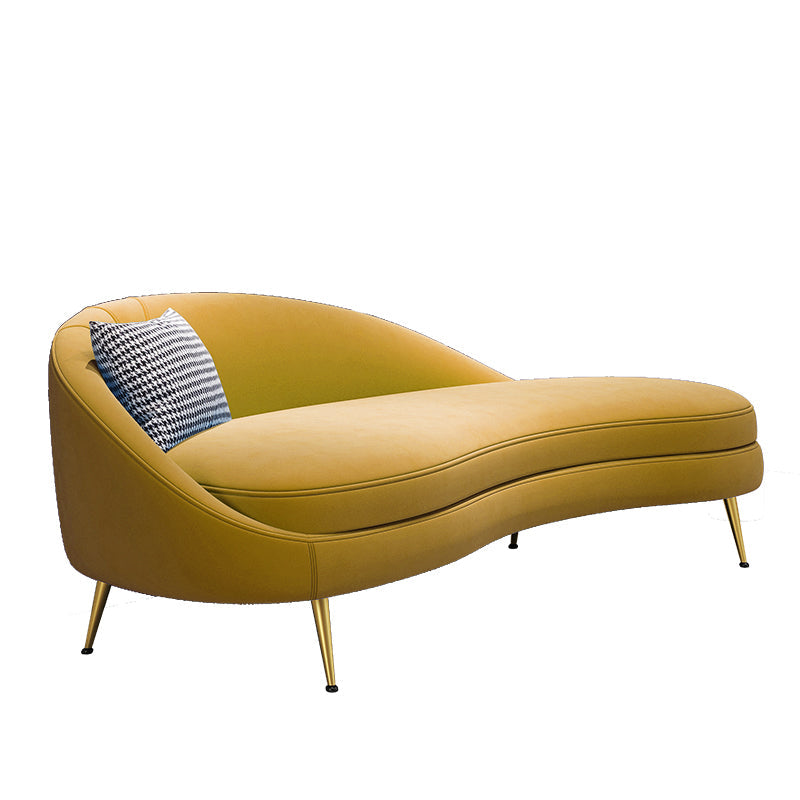 Glam Velvet 4-seat Sofa Curved Tight Back 74.80"W Sofa for Living Room Yellow Left Clearhalo 'furn' 'furn_sofas' 'Furniture' 'furniture_sofas' 'kitchen' 'kitchen_sofas' 'Living Room Furniture' 'Sofa' 'sofas' 4624870