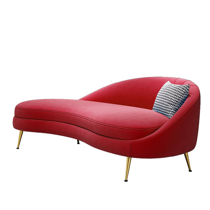 Glam Velvet 4-seat Sofa Curved Tight Back 74.80"W Sofa for Living Room Red Right Clearhalo 'furn' 'furn_sofas' 'Furniture' 'furniture_sofas' 'kitchen' 'kitchen_sofas' 'Living Room Furniture' 'Sofa' 'sofas' 4624872