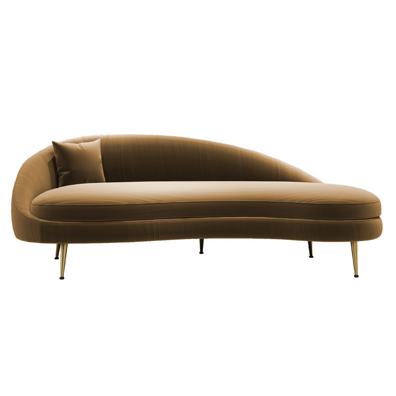 Glam Velvet 4-seat Sofa Curved Tight Back 74.80"W Sofa for Living Room Khaki Left Clearhalo 'furn' 'furn_sofas' 'Furniture' 'furniture_sofas' 'kitchen' 'kitchen_sofas' 'Living Room Furniture' 'Sofa' 'sofas' 4624879