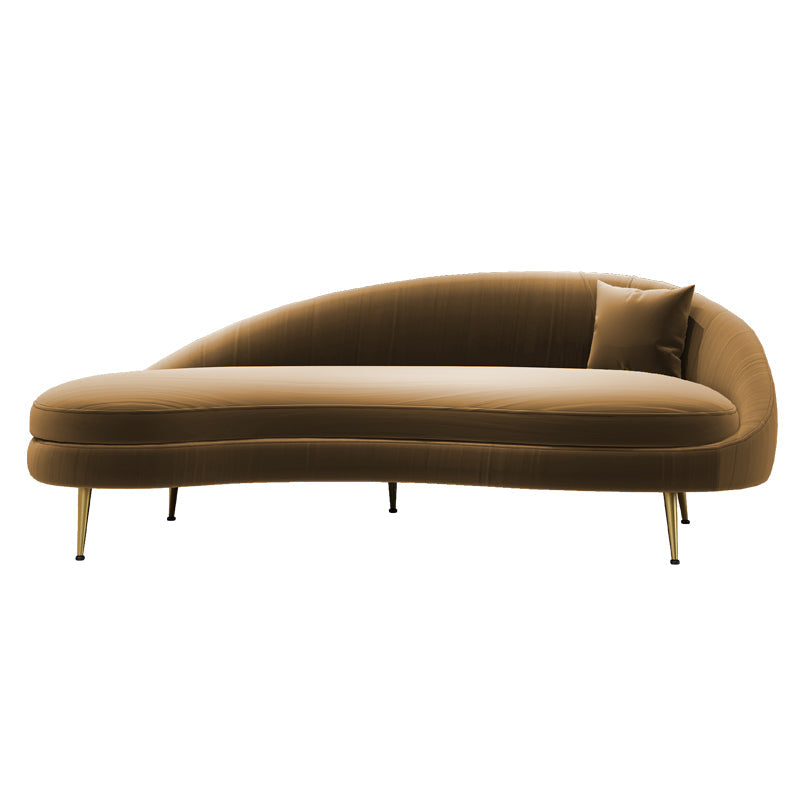 Glam Velvet 4-seat Sofa Curved Tight Back 74.80"W Sofa for Living Room Khaki Right Clearhalo 'furn' 'furn_sofas' 'Furniture' 'furniture_sofas' 'kitchen' 'kitchen_sofas' 'Living Room Furniture' 'Sofa' 'sofas' 4624880