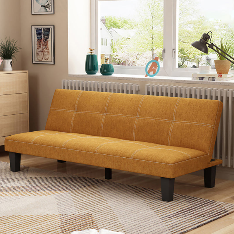 Scandinavian Spleeper Velvet/Fabric Sofa 47.24"/64.96"/70.08" Wide Armless Sofa Bed Yellow Clearhalo 'furn' 'furn_sofas' 'Furniture' 'furniture_sofas' 'kitchen' 'kitchen_sofas' 'Living Room Furniture' 'Sofa' 'sofas' 4624887