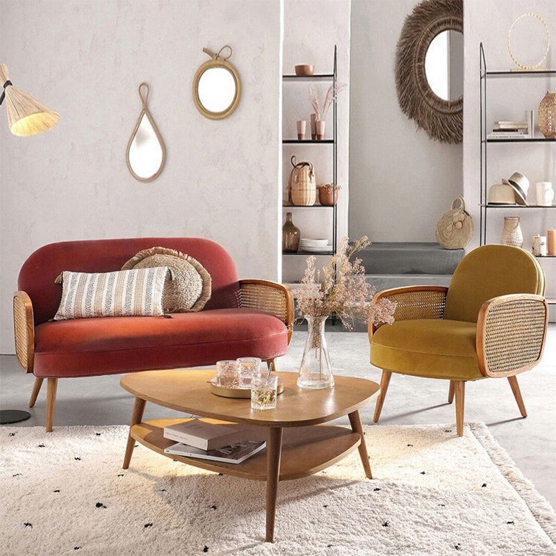 Modern Velvet Sofa 31"W Recessed Arm Tight Back Sofa with Living Room Clearhalo 'furn' 'furn_sofas' 'Furniture' 'furniture_sofas' 'kitchen' 'kitchen_sofas' 'Living Room Furniture' 'Sofa' 'sofas' 4624908