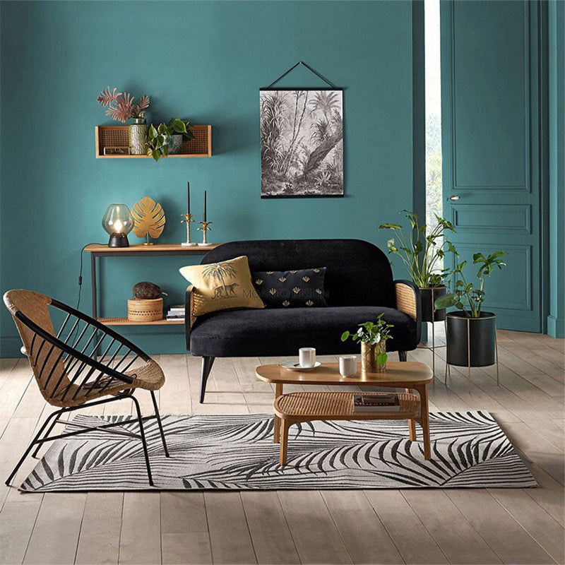 Modern Velvet Sofa 31"W Recessed Arm Tight Back Sofa with Living Room Clearhalo 'furn' 'furn_sofas' 'Furniture' 'furniture_sofas' 'kitchen' 'kitchen_sofas' 'Living Room Furniture' 'Sofa' 'sofas' 4624921