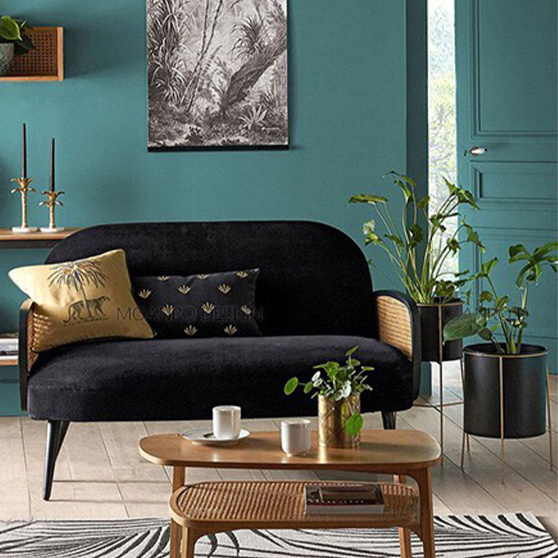 Modern Velvet Sofa 31"W Recessed Arm Tight Back Sofa with Living Room 50"L x 31"W x 31.5"H Black Clearhalo 'furn' 'furn_sofas' 'Furniture' 'furniture_sofas' 'kitchen' 'kitchen_sofas' 'Living Room Furniture' 'Sofa' 'sofas' 4624930