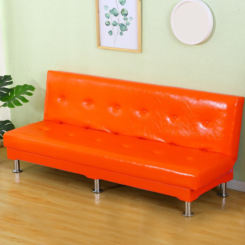 Modern Fabric/Faux Leather Sofa Armless Convertible Sofa for Living Room Orange 27.5"H x 59"L x 24"W Clearhalo 'Furniture' 'furniture_sofas' 'kitchen' 'kitchen_sofas' 'Living Room Furniture' 'Sofa' 'sofas' 4624947