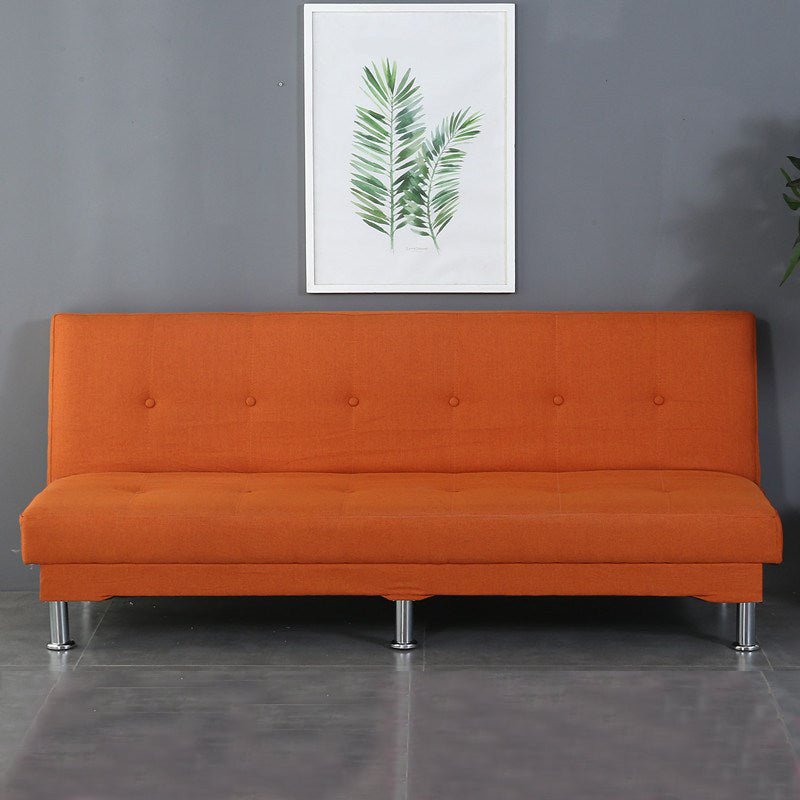 Modern Fabric/Faux Leather Sofa Armless Convertible Sofa for Living Room Orange 27.5"H x 71"L x 24"W Clearhalo 'Furniture' 'furniture_sofas' 'kitchen' 'kitchen_sofas' 'Living Room Furniture' 'Sofa' 'sofas' 4624955