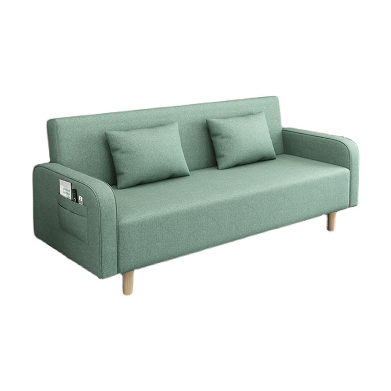 Square Arm Split Back Nordic Fabric 3-seat Sofa Spleeper Sofa 28.74" D x 35.43" H Green Clearhalo 'furn' 'furn_sofas' 'Furniture' 'furniture_sofas' 'kitchen' 'kitchen_sofas' 'Living Room Furniture' 'Sofa' 'sofas' 4624975