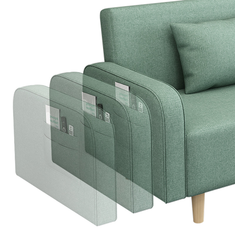 Square Arm Split Back Nordic Fabric 3-seat Sofa Spleeper Sofa 28.74" D x 35.43" H Clearhalo 'furn' 'furn_sofas' 'Furniture' 'furniture_sofas' 'kitchen' 'kitchen_sofas' 'Living Room Furniture' 'Sofa' 'sofas' 4624981