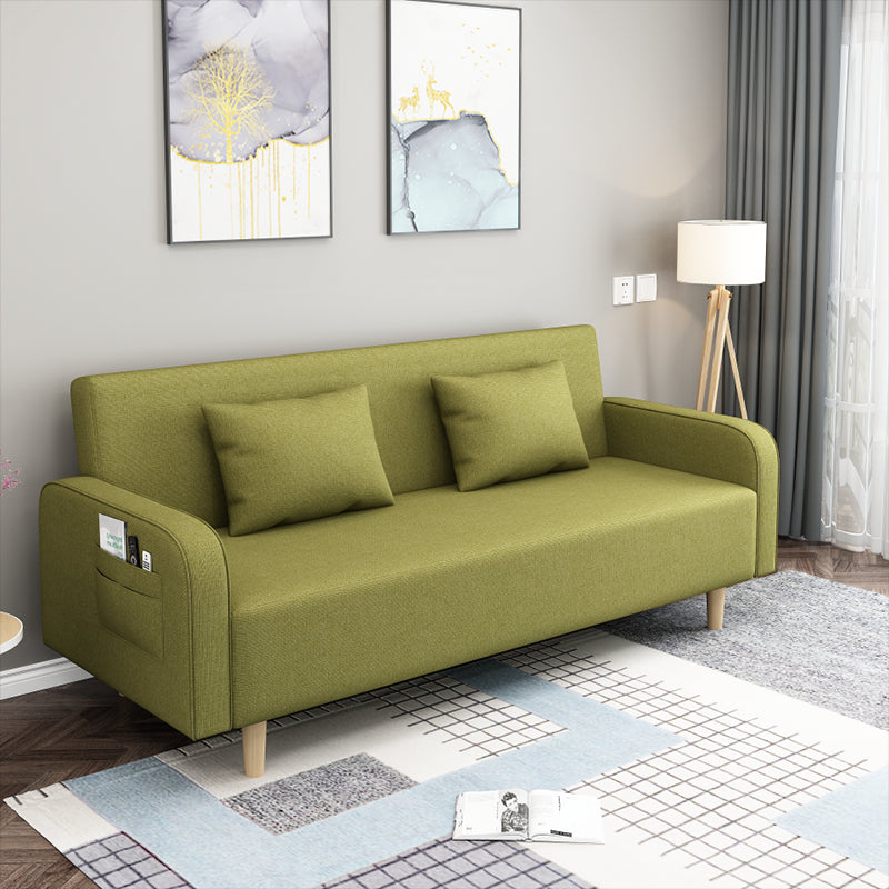 Square Arm Split Back Nordic Fabric 3-seat Sofa Spleeper Sofa 28.74" D x 35.43" H Yellow-Green Clearhalo 'furn' 'furn_sofas' 'Furniture' 'furniture_sofas' 'kitchen' 'kitchen_sofas' 'Living Room Furniture' 'Sofa' 'sofas' 4624985