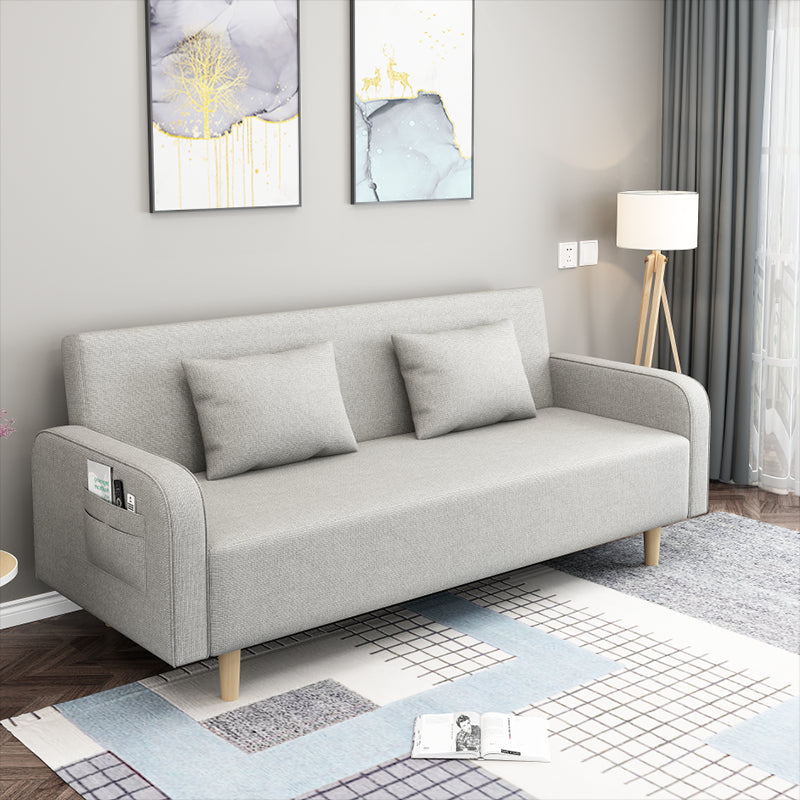 Square Arm Split Back Nordic Fabric 3-seat Sofa Spleeper Sofa 28.74" D x 35.43" H Smoke Gray Clearhalo 'furn' 'furn_sofas' 'Furniture' 'furniture_sofas' 'kitchen' 'kitchen_sofas' 'Living Room Furniture' 'Sofa' 'sofas' 4624987