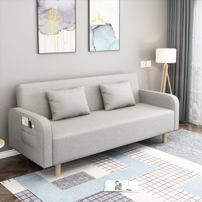 Square Arm Split Back Nordic Fabric 3-seat Sofa Spleeper Sofa 28.74" D x 35.43" H Smoke Gray Clearhalo 'furn' 'furn_sofas' 'Furniture' 'furniture_sofas' 'kitchen' 'kitchen_sofas' 'Living Room Furniture' 'Sofa' 'sofas' 4624987
