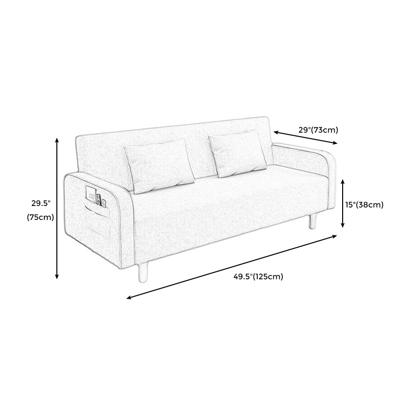 Square Arm Split Back Nordic Fabric 3-seat Sofa Spleeper Sofa 28.74" D x 35.43" H Clearhalo 'furn' 'furn_sofas' 'Furniture' 'furniture_sofas' 'kitchen' 'kitchen_sofas' 'Living Room Furniture' 'Sofa' 'sofas' 4624988