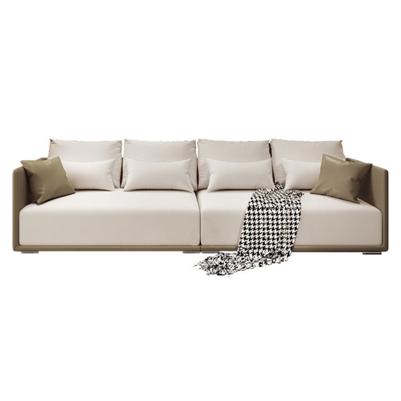 Modern Style with Pillow Back Latex/sponge Seat Filled Dark Blue/orange/army Green Sofa 126"L x 37"W x 31.5"H Army Green-White Latex Clearhalo 'furn' 'furn_sofas' 'Furniture' 'furniture_sofas' 'kitchen' 'kitchen_sofas' 'Living Room Furniture' 'Sofa' 'sofas' 4624997