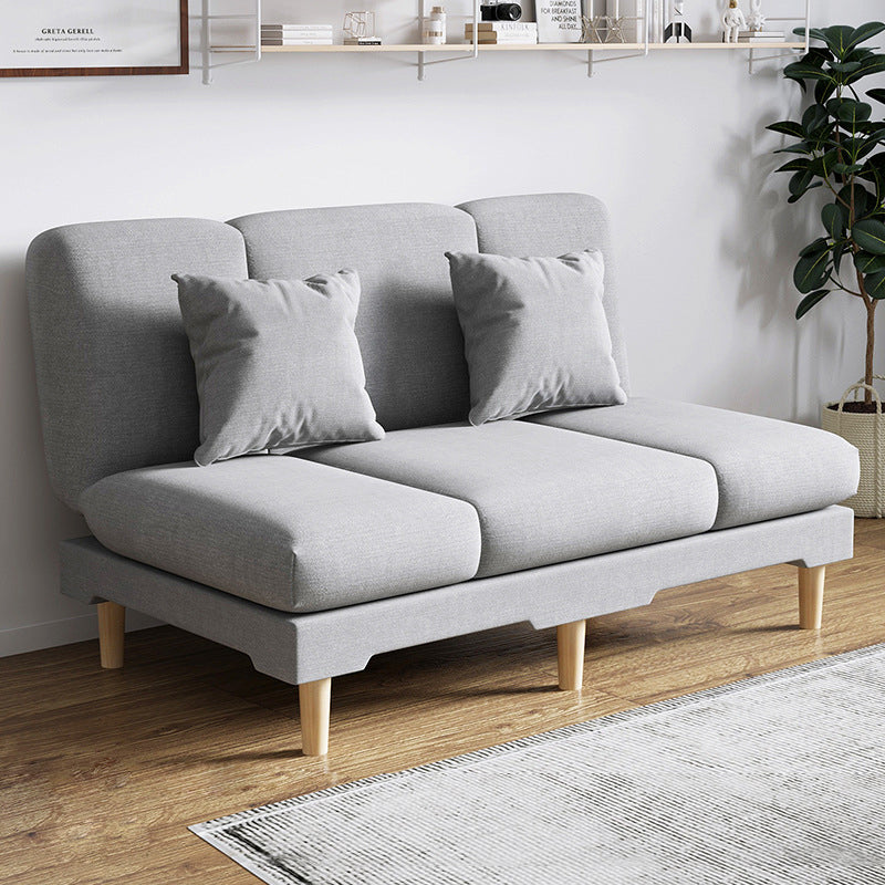 Modern Wood Legs Sofa 2/3 Seater Armless Convertible Sleeper Sofa Grey 47"L x 20"W x 31"H Pillow Included Clearhalo 'Furniture' 'furniture_sofas' 'kitchen' 'kitchen_sofas' 'Living Room Furniture' 'Sofa' 'sofas' 4625005