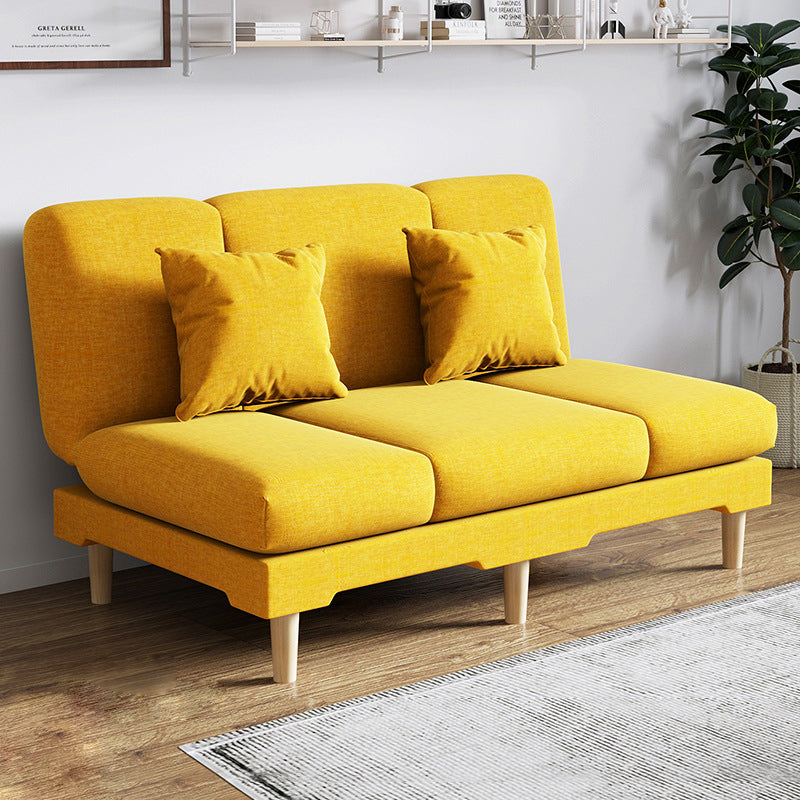 Modern Wood Legs Sofa 2/3 Seater Armless Convertible Sleeper Sofa Yellow 47"L x 20"W x 31"H Pillow Included Clearhalo 'Furniture' 'furniture_sofas' 'kitchen' 'kitchen_sofas' 'Living Room Furniture' 'Sofa' 'sofas' 4625006