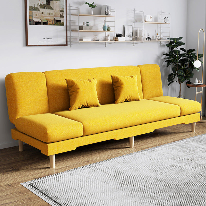 Modern Wood Legs Sofa 2/3 Seater Armless Convertible Sleeper Sofa Yellow 31.5''H x 79''L x 20''W Pillow Included Clearhalo 'Furniture' 'furniture_sofas' 'kitchen' 'kitchen_sofas' 'Living Room Furniture' 'Sofa' 'sofas' 4625007
