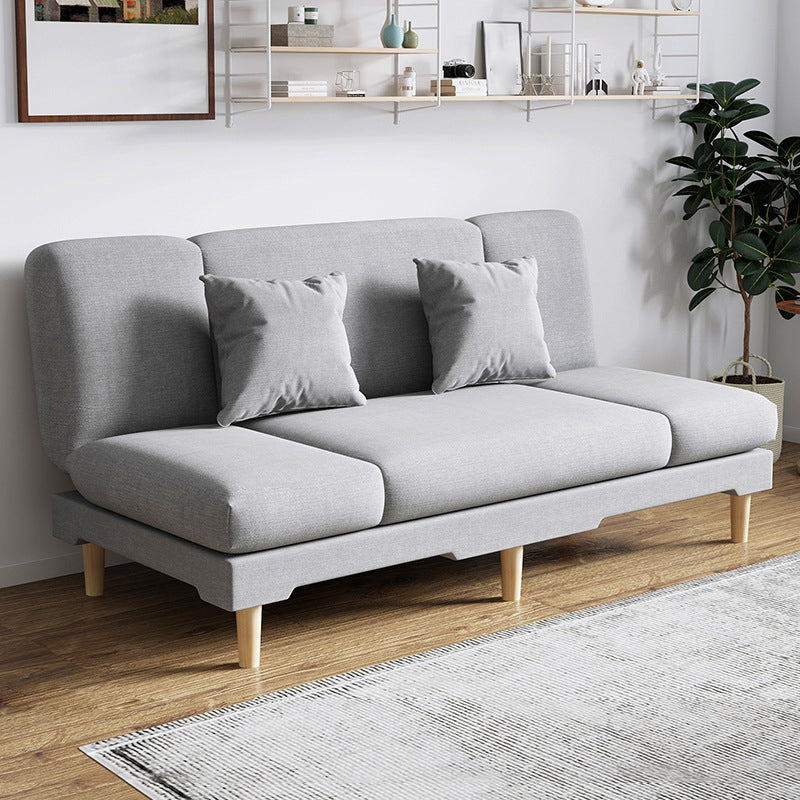 Modern Wood Legs Sofa 2/3 Seater Armless Convertible Sleeper Sofa Grey 31.5''H x 59''L x 20''W Pillow Included Clearhalo 'Furniture' 'furniture_sofas' 'kitchen' 'kitchen_sofas' 'Living Room Furniture' 'Sofa' 'sofas' 4625008