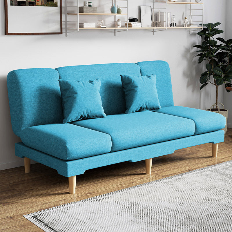 Modern Wood Legs Sofa 2/3 Seater Armless Convertible Sleeper Sofa Blue 31.5''H x 59''L x 20''W Pillow Included Clearhalo 'Furniture' 'furniture_sofas' 'kitchen' 'kitchen_sofas' 'Living Room Furniture' 'Sofa' 'sofas' 4625010