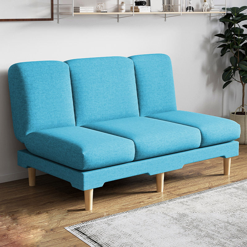 Modern Wood Legs Sofa 2/3 Seater Armless Convertible Sleeper Sofa Blue 47"L x 20"W x 31"H Pillow Not Included Clearhalo 'Furniture' 'furniture_sofas' 'kitchen' 'kitchen_sofas' 'Living Room Furniture' 'Sofa' 'sofas' 4625012