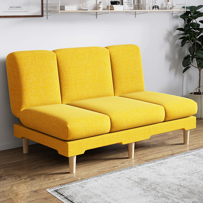 Modern Wood Legs Sofa 2/3 Seater Armless Convertible Sleeper Sofa Yellow 47"L x 20"W x 31"H Pillow Not Included Clearhalo 'Furniture' 'furniture_sofas' 'kitchen' 'kitchen_sofas' 'Living Room Furniture' 'Sofa' 'sofas' 4625014