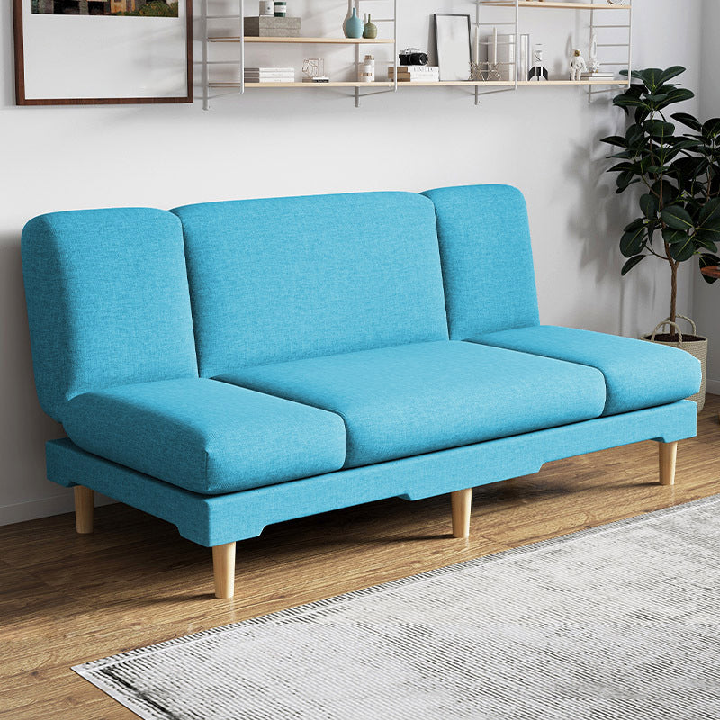 Modern Wood Legs Sofa 2/3 Seater Armless Convertible Sleeper Sofa Blue 31.5''H x 59''L x 20''W Pillow Not Included Clearhalo 'Furniture' 'furniture_sofas' 'kitchen' 'kitchen_sofas' 'Living Room Furniture' 'Sofa' 'sofas' 4625019