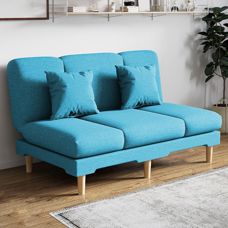 Modern Wood Legs Sofa 2/3 Seater Armless Convertible Sleeper Sofa Blue 47"L x 20"W x 31"H Pillow Included Clearhalo 'Furniture' 'furniture_sofas' 'kitchen' 'kitchen_sofas' 'Living Room Furniture' 'Sofa' 'sofas' 4625021