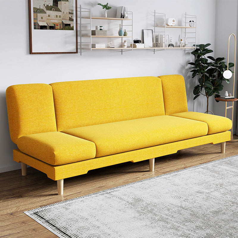 Modern Wood Legs Sofa 2/3 Seater Armless Convertible Sleeper Sofa Yellow 31.5''H x 79''L x 20''W Pillow Not Included Clearhalo 'Furniture' 'furniture_sofas' 'kitchen' 'kitchen_sofas' 'Living Room Furniture' 'Sofa' 'sofas' 4625022