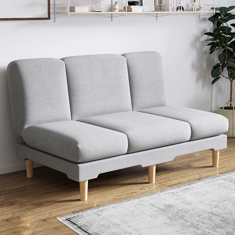 Modern Wood Legs Sofa 2/3 Seater Armless Convertible Sleeper Sofa Grey 47"L x 20"W x 31"H Pillow Not Included Clearhalo 'Furniture' 'furniture_sofas' 'kitchen' 'kitchen_sofas' 'Living Room Furniture' 'Sofa' 'sofas' 4625023