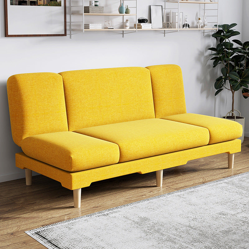 Modern Wood Legs Sofa 2/3 Seater Armless Convertible Sleeper Sofa Yellow 31.5''H x 59''L x 20''W Pillow Not Included Clearhalo 'Furniture' 'furniture_sofas' 'kitchen' 'kitchen_sofas' 'Living Room Furniture' 'Sofa' 'sofas' 4625024
