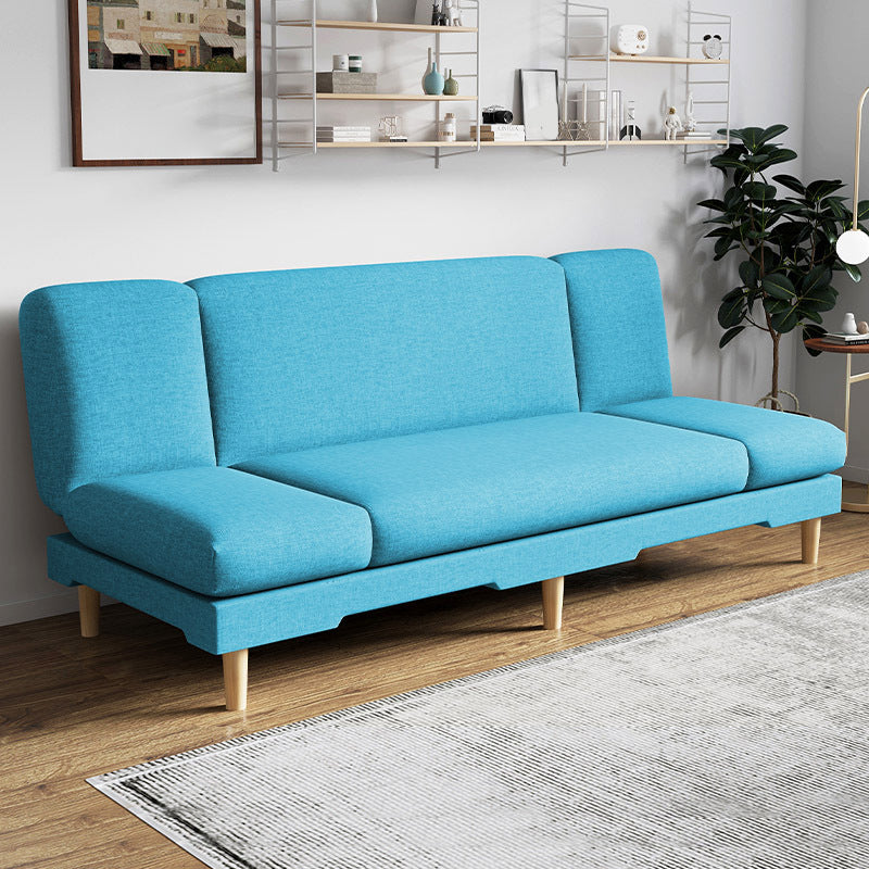 Modern Wood Legs Sofa 2/3 Seater Armless Convertible Sleeper Sofa Blue 71"L x 20"W x 31"H Pillow Not Included Clearhalo 'Furniture' 'furniture_sofas' 'kitchen' 'kitchen_sofas' 'Living Room Furniture' 'Sofa' 'sofas' 4625025