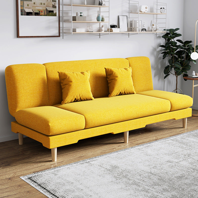 Modern Wood Legs Sofa 2/3 Seater Armless Convertible Sleeper Sofa Yellow 71"L x 20"W x 31"H Pillow Included Clearhalo 'Furniture' 'furniture_sofas' 'kitchen' 'kitchen_sofas' 'Living Room Furniture' 'Sofa' 'sofas' 4625026