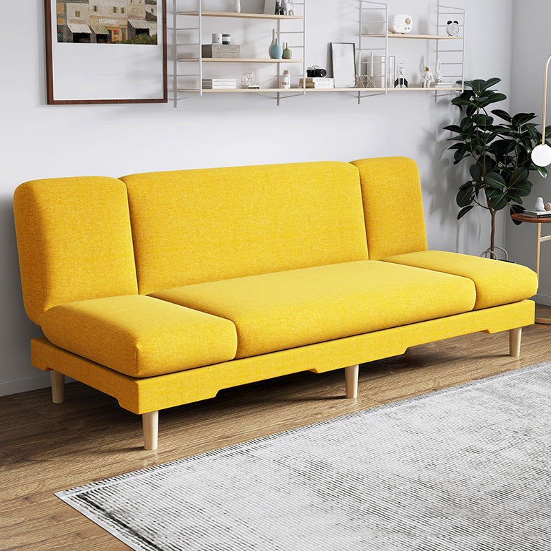 Modern Wood Legs Sofa 2/3 Seater Armless Convertible Sleeper Sofa Yellow 71"L x 20"W x 31"H Pillow Not Included Clearhalo 'Furniture' 'furniture_sofas' 'kitchen' 'kitchen_sofas' 'Living Room Furniture' 'Sofa' 'sofas' 4625030