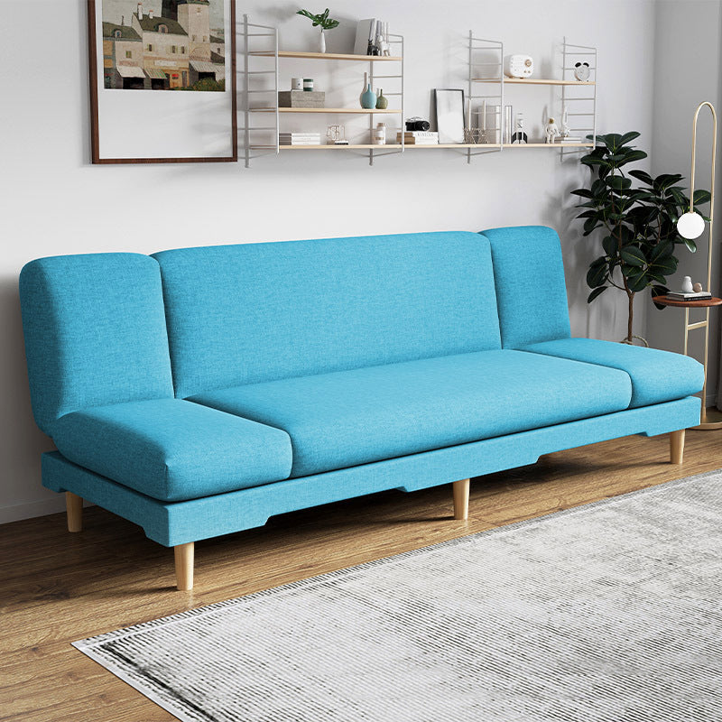 Modern Wood Legs Sofa 2/3 Seater Armless Convertible Sleeper Sofa Blue 31.5''H x 79''L x 20''W Pillow Not Included Clearhalo 'Furniture' 'furniture_sofas' 'kitchen' 'kitchen_sofas' 'Living Room Furniture' 'Sofa' 'sofas' 4625032