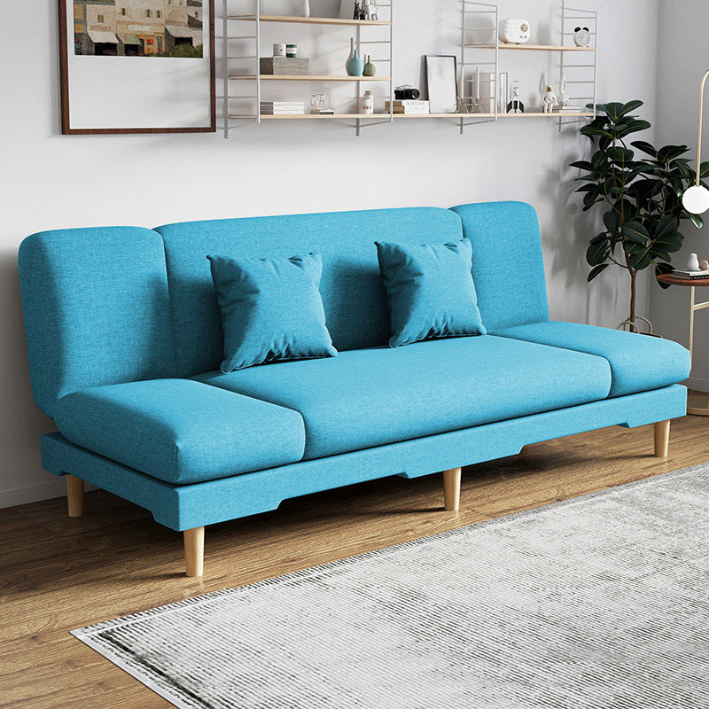 Modern Wood Legs Sofa 2/3 Seater Armless Convertible Sleeper Sofa Blue 71"L x 20"W x 31"H Pillow Included Clearhalo 'Furniture' 'furniture_sofas' 'kitchen' 'kitchen_sofas' 'Living Room Furniture' 'Sofa' 'sofas' 4625033