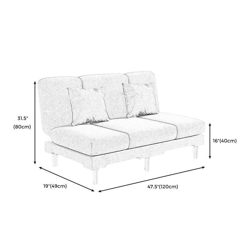 Modern Wood Legs Sofa 2/3 Seater Armless Convertible Sleeper Sofa Clearhalo 'Furniture' 'furniture_sofas' 'kitchen' 'kitchen_sofas' 'Living Room Furniture' 'Sofa' 'sofas' 4625034