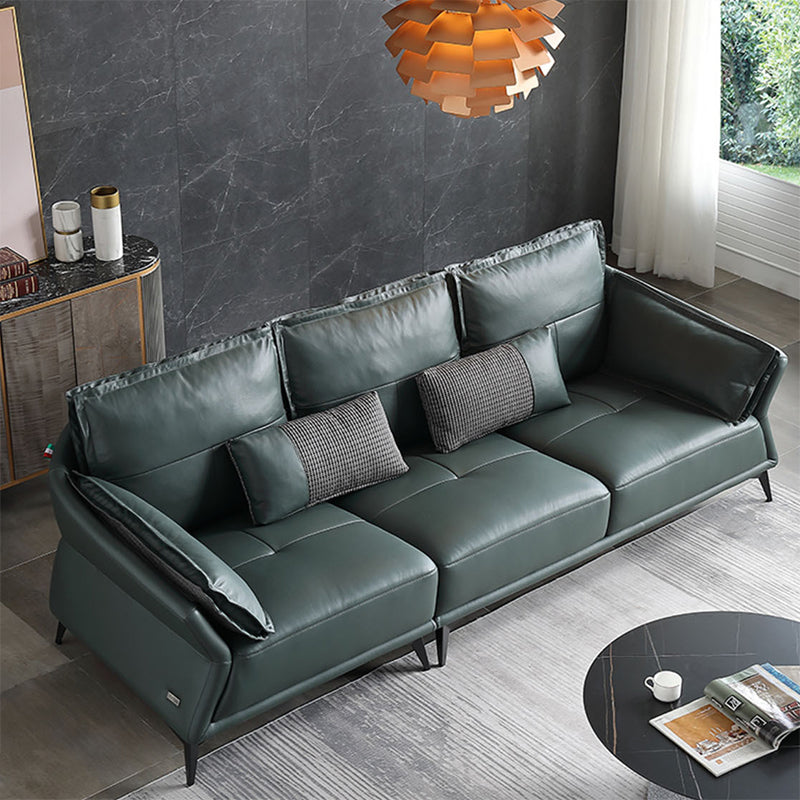Interior Armrest Sponge Seat Leather/imitation Leather Filled Dark Green/orange Sofa Clearhalo 'furn' 'furn_sofas' 'Furniture' 'furniture_sofas' 'kitchen' 'kitchen_sofas' 'Living Room Furniture' 'Sofa' 'sofas' 4625074