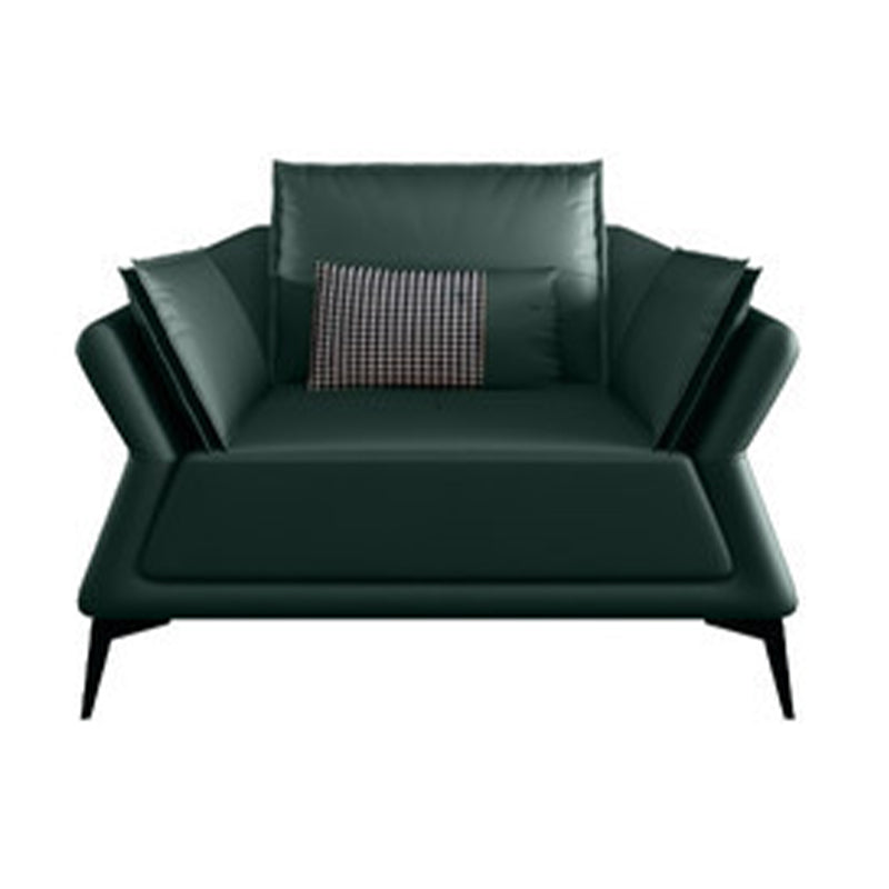 Interior Armrest Sponge Seat Leather/imitation Leather Filled Dark Green/orange Sofa 45"L x 39"W x 35"H Clearhalo 'furn' 'furn_sofas' 'Furniture' 'furniture_sofas' 'kitchen' 'kitchen_sofas' 'Living Room Furniture' 'Sofa' 'sofas' 4625077
