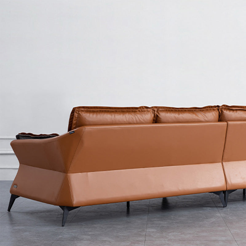 Interior Armrest Sponge Seat Leather/imitation Leather Filled Dark Green/orange Sofa Clearhalo 'furn' 'furn_sofas' 'Furniture' 'furniture_sofas' 'kitchen' 'kitchen_sofas' 'Living Room Furniture' 'Sofa' 'sofas' 4625078