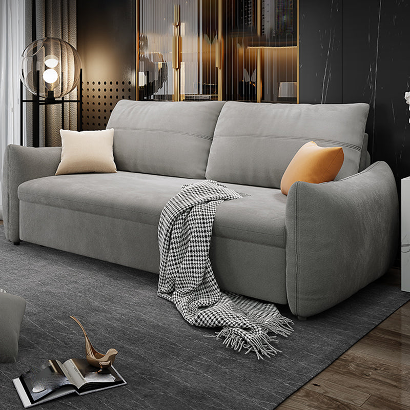 Contemporary Fabric Sofa Bed 34.65"H Square Arm Sofa Bed with Bolster Pillows,Gray 49"L x 28"W x 35"H Storage Not Included Clearhalo 'furn' 'furn_sofas' 'Furniture' 'furniture_sofas' 'kitchen' 'kitchen_sofas' 'Living Room Furniture' 'Sofa' 'sofas' 4625089