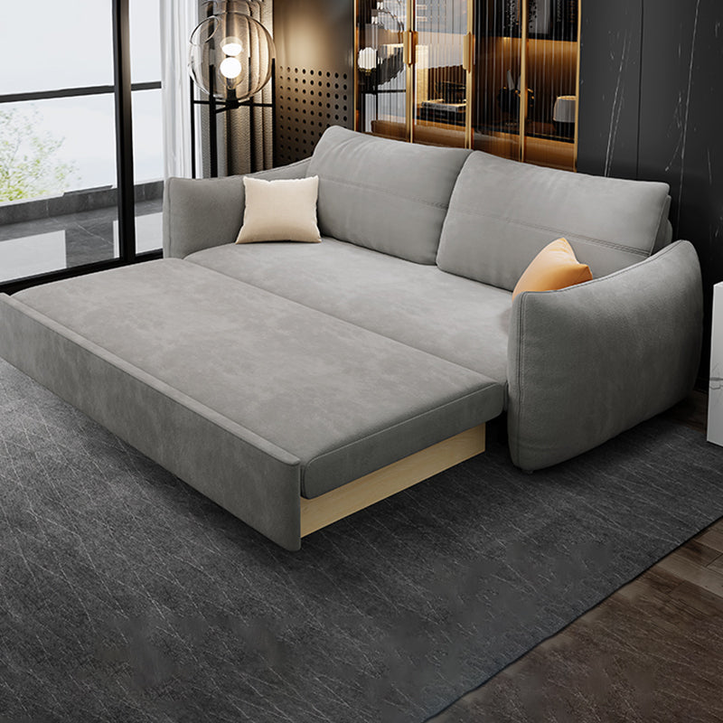 Contemporary Fabric Sofa Bed 34.65"H Square Arm Sofa Bed with Bolster Pillows,Gray Storage Included Clearhalo 'furn' 'furn_sofas' 'Furniture' 'furniture_sofas' 'kitchen' 'kitchen_sofas' 'Living Room Furniture' 'Sofa' 'sofas' 4625091