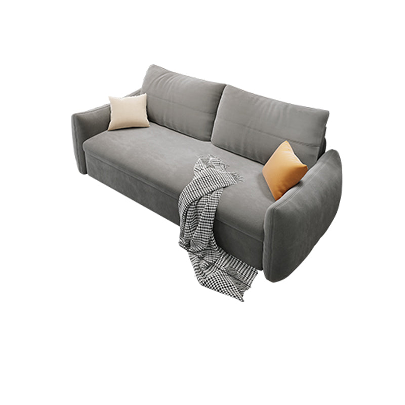 Contemporary Fabric Sofa Bed 34.65"H Square Arm Sofa Bed with Bolster Pillows,Gray Clearhalo 'furn' 'furn_sofas' 'Furniture' 'furniture_sofas' 'kitchen' 'kitchen_sofas' 'Living Room Furniture' 'Sofa' 'sofas' 4625094