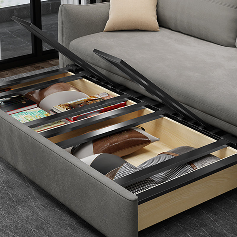 Contemporary Fabric Sofa Bed 34.65"H Square Arm Sofa Bed with Bolster Pillows,Gray Clearhalo 'furn' 'furn_sofas' 'Furniture' 'furniture_sofas' 'kitchen' 'kitchen_sofas' 'Living Room Furniture' 'Sofa' 'sofas' 4625097