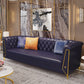 Glam Pillow Top Arm Chesterfield Sofa 33.46"H Tufted Split-Back Sofa with Hair Pin Legs Dark Purple Faux Leather Clearhalo 'furn' 'furn_sofas' 'Furniture' 'furniture_sofas' 'kitchen' 'kitchen_sofas' 'Living Room Furniture' 'Sofa' 'sofas' 4625106